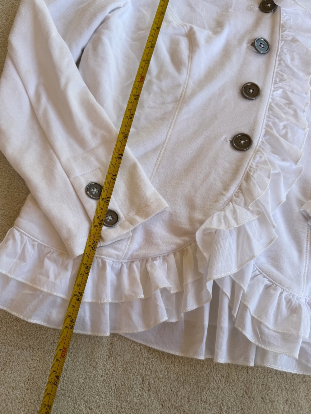Christopher & Banks White Ruffle-Trim Button Jacket - Picture 6 of 12